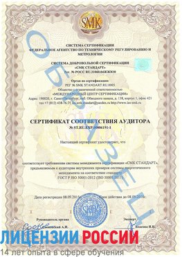 Образец сертификата соответствия аудитора №ST.RU.EXP.00006191-1 Нижние Серги Сертификат ISO 50001