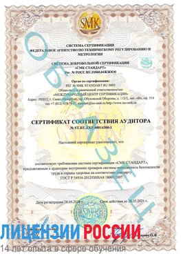 Образец сертификата соответствия аудитора №ST.RU.EXP.00014300-1 Нижние Серги Сертификат OHSAS 18001